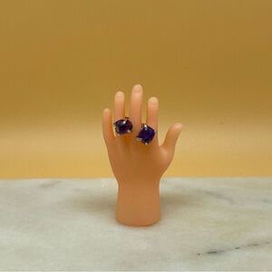 Vintage amethyst stone stud silver earrings 925 - 00G03W